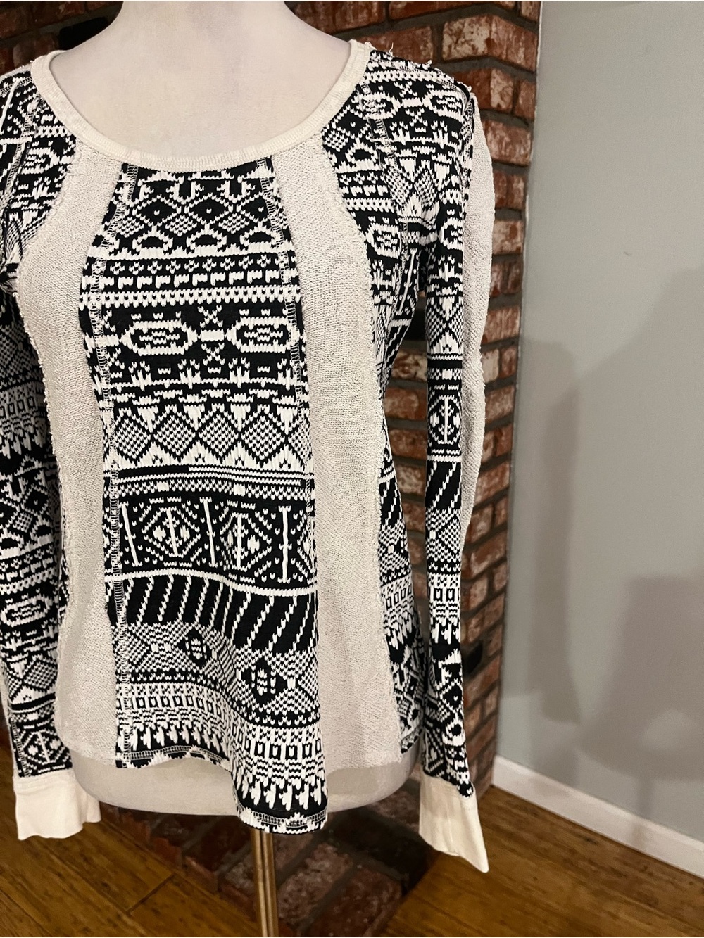 Anthropologie Lilka $98 Geo Jacquard Swing Sweater - Picture 5 of 9
